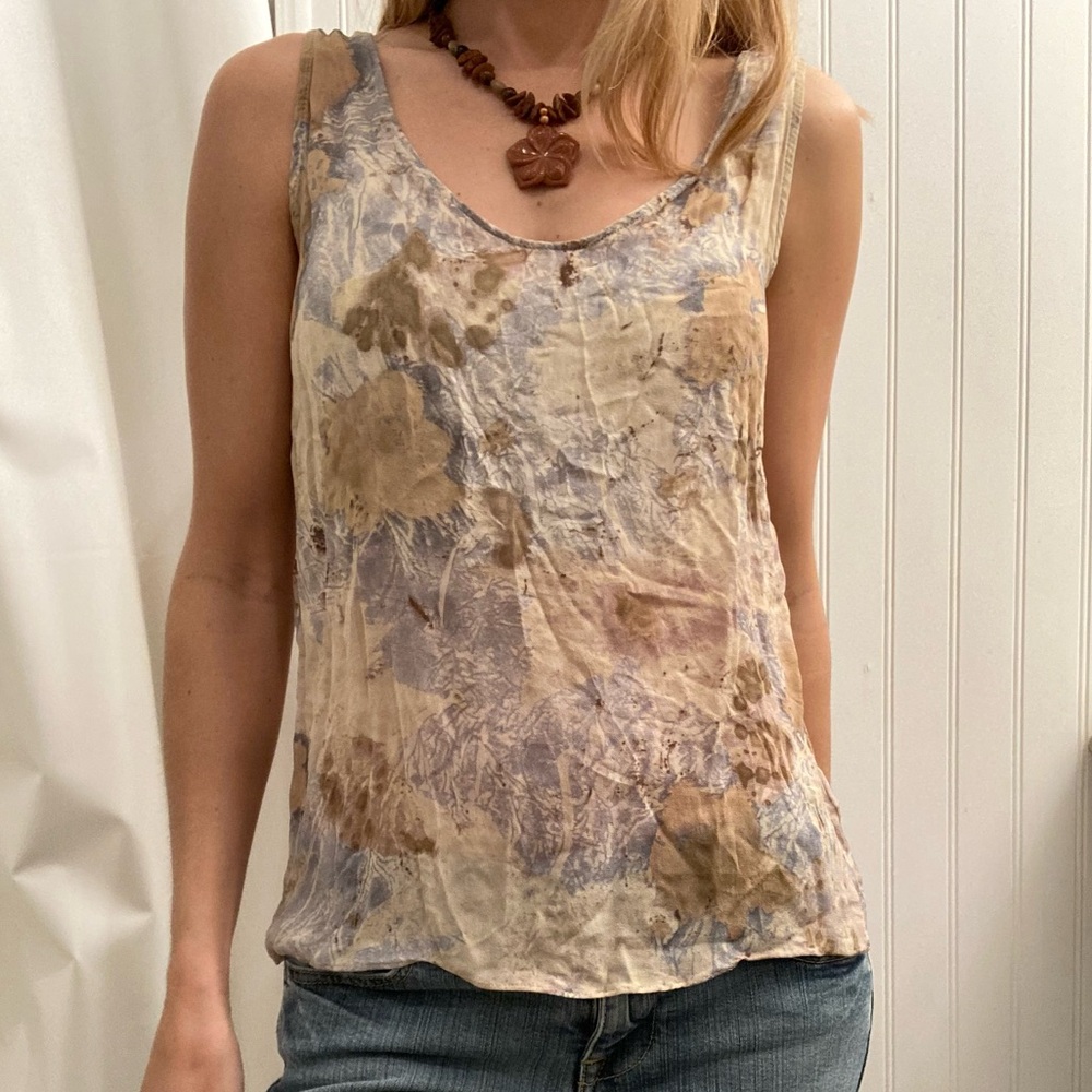 Zara earthy abstract loose lightweight neutral muted tank